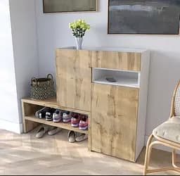 Тумба для обуви в прихожую Moreli RS-4 с ящиком и полками Ш1350х1017х400мм Белый/Дуб Аппалачи
