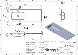 Умивальник Miraggio Della 1200 L 0000911, Білий - мініатюра 7