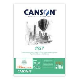 Склейка для рисунку Canson 1557 А3 29.7х42 см 180 г/м2 30 аркушів білий колір  