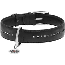 Нашийник для собак Waudog Glamour, подвійний зі стразами, шкіряний, з QR паспортом, 46-60х3,5 см, чорний