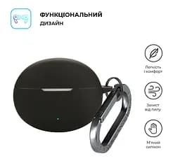 Силіконовий чохол для навушників OPPO Enco Free4, Hang Case, чорний, ультратонкий захисний кейс товщиною 2 мм, захист від подряпин, пилу та ударів, компактний, з карабіном для кріплення, ArmorStandart (ARM86146) - мініатюра 2