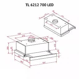 Витяжка телескопічна Perfelli TL 6212 BL 700 LED - мініатюра 12