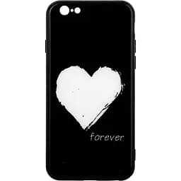 Чохол-накладка Toto Glass Fashionable Case Apple iPhone 6/6S White Heart on Black