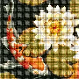 Алмазная мозаика Ideyka без подрамника Радужный карп AMC7678 20х20 см