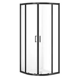 Душевая кабина Cersanit Brasco 80x80 см полукруглая раздвижная прозрачное стекло без поддона black S168-003, прозрачная, черная