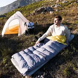 Спальник з натуральним пухом Naturehike CW400 NH18C400-D, p-р L, жовто-сірий - мініатюра 2