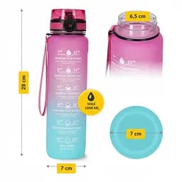 Пляшка для води 4FIZJO спортивна 1000 мл 4FJ0630 Pink/Sky Blue (P-5905973400770) - мініатюра 2
