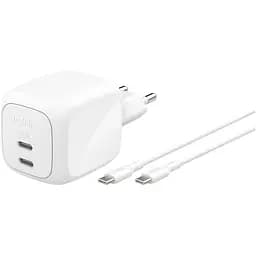 Сетевое зарядное устройство Belkin Boost Up Charge Pro Dual USB-C GaN 67W White (WCH020KQ2MWH-B6) [158914]