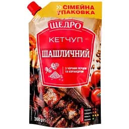Кетчуп Щедро Шашличний з чорним перцем та коріандром 360 г