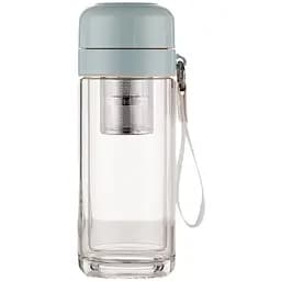 Термос стеклянный Hexagram 240 мл с двойными стенками и заварником, мятный Yiwu HP-14-40M