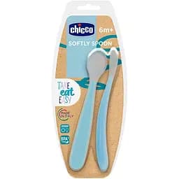 Ложка силіконова Chicco 6+, 2 шт. блакитна (06828.21) - мініатюра 2