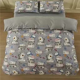 Комплект постельного белья Ardesto Gloria Веселые котики полуторный евро серый (ART1622FC)