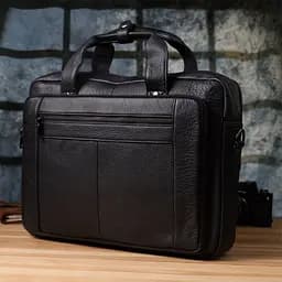 Зручний портфель для чоловіків з натуральної шкіри Vintage 23042 чорний - мініатюра 9