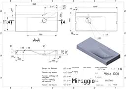 Умивальник Miraggio VIOLA 1000 R GRAY (8813431) Mirasoft, Матовий, Накладний/Підвісний/Врізний, Сірий - мініатюра 2