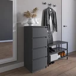 Комод Vays R-17 Антрацит, на 4 ящика без ручек, узкий, ЛДСП 40×40×98 см - для прихожей, спальни, коридора