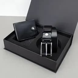Подарочный мужской набор Handycover 2503 (портмоне и ремень) черный в коробке