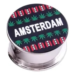 Гриндер для измельчения табака Amsterdam HL-179 Конопля+XXX Black Silver (10863)