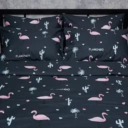 Комплект постільної білизни Moon&Star Satin Elit Flamingo Євро 200х220 см наволочки 2х70х70 см - мініатюра 3
