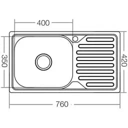 Мийка кухонна Kraft 7642 D Decor з сушаркою 760x420x180x0,8 мм Нержавіюча сталь 30412 - мініатюра 2