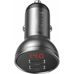 Автомобільний зарядний пристрій Baseus Digital Display Dual USB 4.8A 24W grey (CCBX-0G)