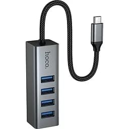 USB-хаб Hoco HB1C 4-in-1 converter(Type-C to USB3.0*4) Gray