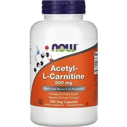 Жиросжигатель Now Acetyl-L-Carnitine 500 мг 200 вегакапсул