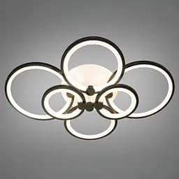 Стельова LED-люстра Diasha 8022/6BK 110W, 6 кілець, 3 кольори світла, Ø58x80 см, диммер, пульт