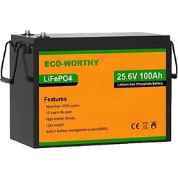 Аккумулятор Eco-Worthy LiFePO4 со встроенным BMS 5000+ циклов 24V 100 Ah (US-L13070402010-1)