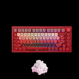 Ігрова механічна дротова клавіатура Veekos K75 / Frost Pink Switch / Hot-Swap / Red - мініатюра 2