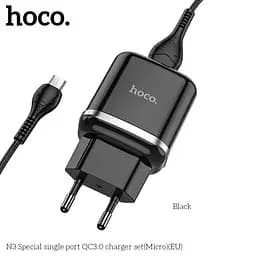 Адаптер мережевий HOCO Micro USB cable Special N3 1 USB 18 W 3 A чорний комплект - мініатюра 4
