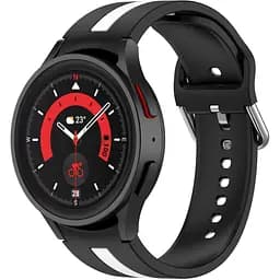 Ремешок для Samsung Galaxy Watch 4 Classic 42mm - черно-белый ширина крепления 20мм силикон Watchbands D2 (W17-1WB77910986)