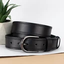 Ремень женский кожаный под джинсы SF-3554 XXL черный прошитый (145 см)