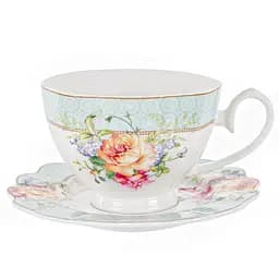 Чашка с блюдцем Lefard, 250 мл, белый с голубым (165-312)