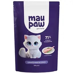 Повнораціонний корм для дорослих котів MAU PAW Шматочки в соусі з кроликом 2.4 кг (24 шт. х 100 г) - мініатюра 2