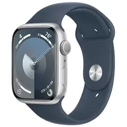 Apple Watch Series 9 GPS 45mm Silver Aluminium with Storm Blue Sport Band S/M MR9D3