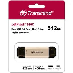 USB флеш накопичувач Transcend 512GB JetFlash 930C Gold-Black USB 3.2/Type-C (TS512GJF930C) - мініатюра 8