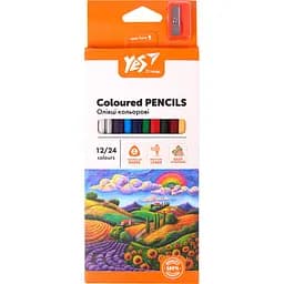 Олівці кольорові Yes Orange Line з точилкою 24 кольори 12 шт.  (290755)
