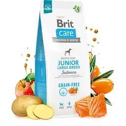 Сухий беззерновий корм для молодих собак великих порід Brit Care Dog Grain-free Junior Large Breed, з лососем, 1 кг - мініатюра 2
