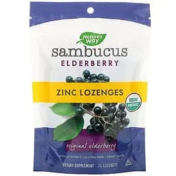 Леденцы бузины с цинком Nature's Way Sambucus Elderberry Zinc Lozenges 24 леденца (NWY10220)