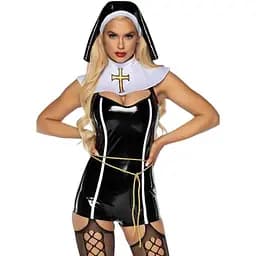 Эротический костюм Leg Avenue Vinyl Sinful Sister Black L