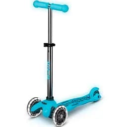 Самокат детский Micro Mini Deluxe Glow LED 3-колесный ледник аква (MMD218)
