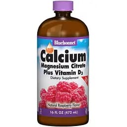 Кальций + Цитрат Магния + Витамин D3 Bluebonnet Nutrition со вкусом малины 472 мл