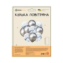 Набір кульок латексних 3 (Срібний хром та Срібне конфетті 30 см) - мініатюра 2