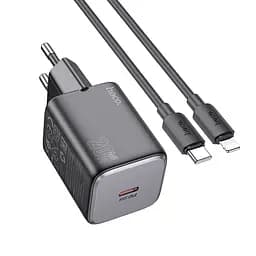 Адаптер сетевой Hoco Mighty single Port charger N40 (Type-C to Lightning set) |1Type-C, 20W/3A, PD/QC|