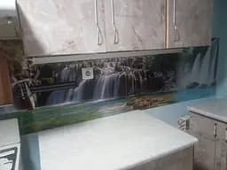 Вініловий кухонний фартух Happy Pocket Водоспад тропічний ПВХ наклейка для кухні блакитний 65х250 см Z180246 - мініатюра 8