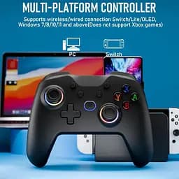Контролер Bluetooth Switch Pro для Switch/Lite/OLED з джойстиком Hall Effect, Cool RGB Ligh контролер перемикача оновлення Diswoe - мініатюра 2