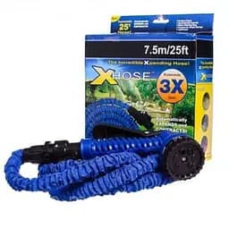 Шланг для поливу садовий Workpro Magic Hose 7.5 м, Шланг-Xhose, що розтягується, для саду та городу з розпилювачем (синій / зелений) 