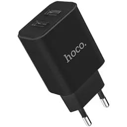Мережевий зарядний пристрій 2USB Hoco C62A 2.1A Black + USB Cable XiaomicroUSB - мініатюра 2