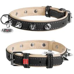Ошейник для собак Waudog Soft кожаный с QR паспортом, с шипами, L, Ш 35 мм, Дл 46-60 см (4820152561862)