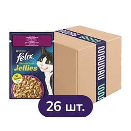 Вологий корм для котів Felix Sensations з качкою та шпинатом 2.21 кг (26 шт. х 85 г)